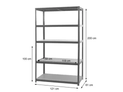Sale MCW Schwerlastregal E33 Verzinkt 200x120x60cm Silbergrau