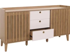 Hot MCW Sideboard M48 Schubladen Weiß Natur