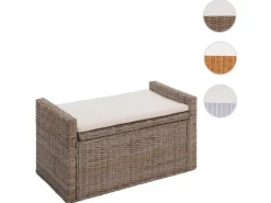 Clearance MCW Sitzbank Genua Rattan Staufach Grau-Braun