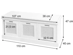 MCW Sitzbank J49 Aufbewahrungsboxen 47x110x40cm Polster Creme-