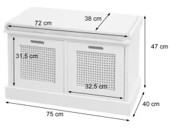 MCW Sitzbank J49 Aufbewahrungsboxen 47x75x40cm Polster Schwarz