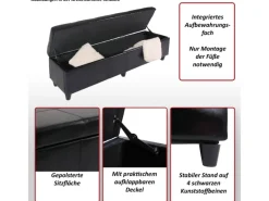 MCW Sitzbank mit Aufbewahrung Arezzo XXL Schwarz