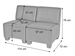 MCW 2-Sitzer Moncalieri Rot-Braun ohne Armlehnen