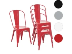 MCW Stuhl A73 Metall 4er-Set Rot