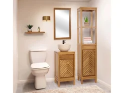 Hot MCW Teak-Hochschrank M74 1 Tür 4 Fächer