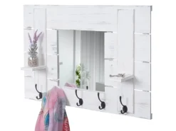 Discount MCW Wandgarderobe C89 mit Spiegel Shabby Weiß