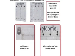 Sale MCW Wandgarderobe C89 Welcome Shabby Naturbraun