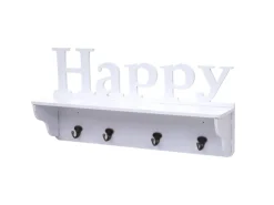 MCW Wandgarderobe D41 Happy 4 Haken Weiß