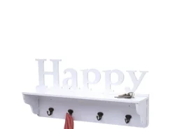 MCW Wandgarderobe D41 Happy 4 Haken Weiß