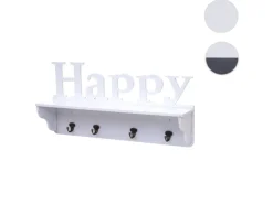 MCW Wandgarderobe D41 Happy 4 Haken Weiß