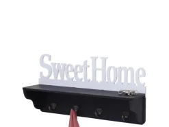 MCW Wandgarderobe D41 Sweet Home 4 Haken Schwarz/weiß