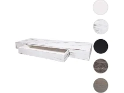 MCW Wandregal H37 Schublade 8x80x25cm Weiß Shabby Reinweiß