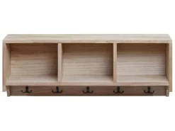 MCW Wandregal K49 Garderobe Wandgarderobe Regal 3 Staufächer 5 Haken 30x80x20cm Holz