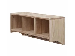 MCW Wandregal K49 Garderobe Wandgarderobe Regal 3 Staufächer 5 Haken 30x80x20cm Holz
