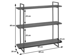 MCW Wandregal K78 60x60x18cm Weiß Metall Gold