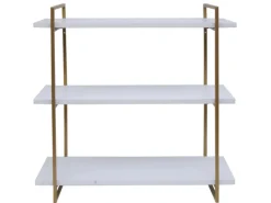 MCW Wandregal K78 60x60x18cm Weiß Metall Gold