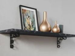 Hot MDF-Wandregal Oldham 1,8 cm x 60 cm x 20 cm Glanzschwarz Marmor