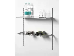 Outlet Metall-Flaschenregal 80 cm x 40 cm Weiß-Alu Weiß Metallic