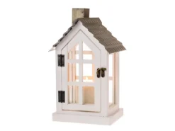 Metall-Laterne 26,5 cm x 23,5 cm x 47 cm Weiß