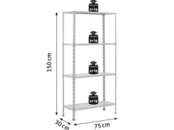 Best Metall-Schraubregal Pulverbeschichtet 150 cm x 75 cm x 30 cm Weiß