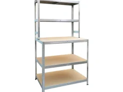 Clearance Metall-Werkbank mit Regalaufsatz Verzinkt 180 cm x 100 cm x 60 cm