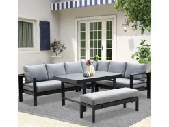 MeXo Aluminium Lounge-Set mit Esstisch für 8 Personen