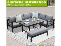 MeXo Aluminium Lounge-Set mit Esstisch für 8 Personen