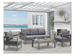 MeXo Gartenmöbel Set aus Aluminium Loungeset für 5 Personen