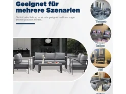 Online MeXo Gartenmöbel Set aus Aluminium Loungeset für 7 Personen Grau