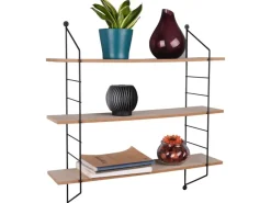 Mirrors & More Metall-Wandregal Ella mit Holz 60 cm x 62 cm x 14,5 cm
