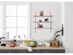 Mirrors & More Metall-Wandregal Ella mit Holz 60 cm x 62 cm x 14,5 cm