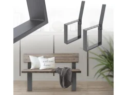 Outlet ML-Design 2 Stück Bankbeine aus Stahl Massiv 40x78,5cm mit Rückenlehne Anthrazit