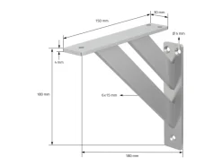 ML-Design 2 Stück Regalhalterung 18x18cm Aluminium Schwebende Regalwinkel
