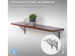 Online ML-Design 4 Stück Regalhalterung 18 x 18 cm Silber Aluminium Schwebende