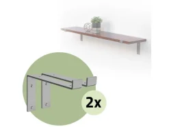 ML-Design 4 Stück Regalhalterung 25x4x14,5 cm Grau aus Metall 10 Zoll L-Form