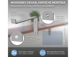 ML-Design 4 Stück Regalhalterung 25x4x14,5 cm Grau aus Metall 10 Zoll L-Form