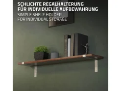 ML-Design 4 Stück Regalhalterung 25x4x14,5 cm Grau aus Metall 10 Zoll L-Form