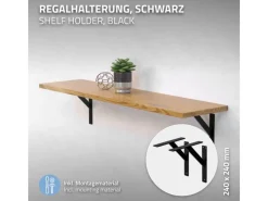Online ML-Design 4 Stück Regalhalterung 240 x 240 mm Schwarz Aluminium Schwebende
