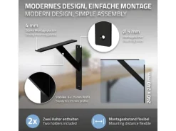 Online ML-Design 4 Stück Regalhalterung 240 x 240 mm Schwarz Aluminium Schwebende