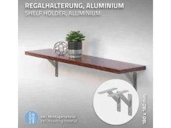 Sale ML-Design 4 Stück Regalhalterung 180 x 180 mm Silber Aluminium Schwebende