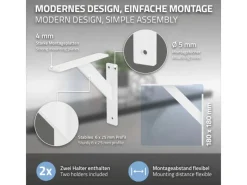 ML-Design 4 Stück Regalhalterung 180 x 180 mm Weiß Aluminium Schwebende