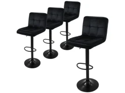 ML-Design Barhocker 4Er Set Bezug aus Samt mit Rückenlehne und Fußstütze