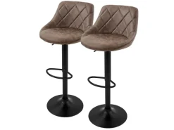 ML-Design Barhocker 2Er Set aus Kunstleder Braun mit Rückenlehne und Fußstütze