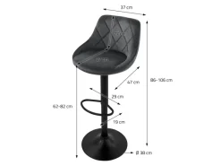 New ML-Design Barhocker 4Er Set aus Samt Grau mit Rückenlehne Drehbar Grau-Schwarz