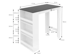 ML-Design Bartisch mit 3-Stufigem Regal Weiß-Anthrazit 117x106x57 cm Stehtisch