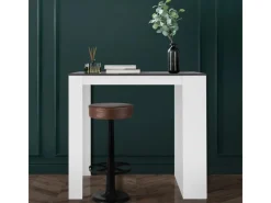 ML-Design Bartisch mit 3-Stufigem Regal Weiß-Anthrazit 117x106x57 cm Stehtisch