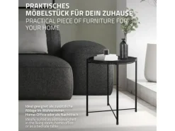 Best ML-Design Beistelltisch Rund 45xH52cm mit Abnehmbarem Tablett aus Metall Schwarz