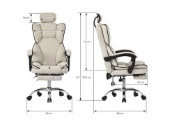 Hot ML-Design Bürostuhl Ergonomisch Beige Höhenverstellbar mit Rückenlehne Beige-Silber