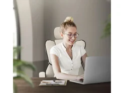 Hot ML-Design Bürostuhl Ergonomisch Beige Höhenverstellbar mit Rückenlehne Beige-Silber