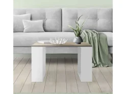 Clearance ML-Design Couchtisch 65x65x40 cm Eicheoptik-Weiß Quadratischer Braun-Weiß